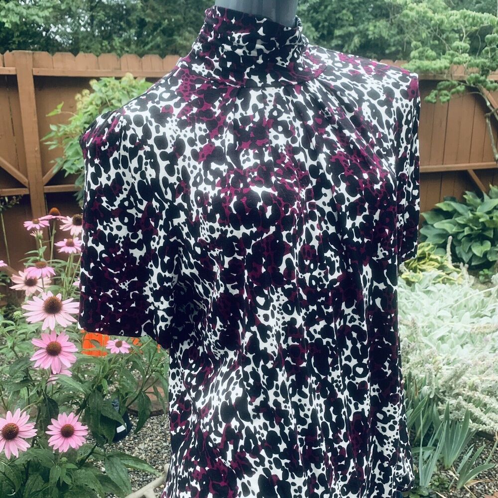 Apt. 9 Womens Essential Mock neck Plus Size 1X  Top Multicolor